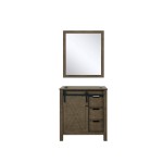 Marsyas 30" Rustic Brown Single Vanity, no Top and 28" Mirror