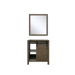 Marsyas 30" Rustic Brown Single Vanity, no Top and 28" Mirror