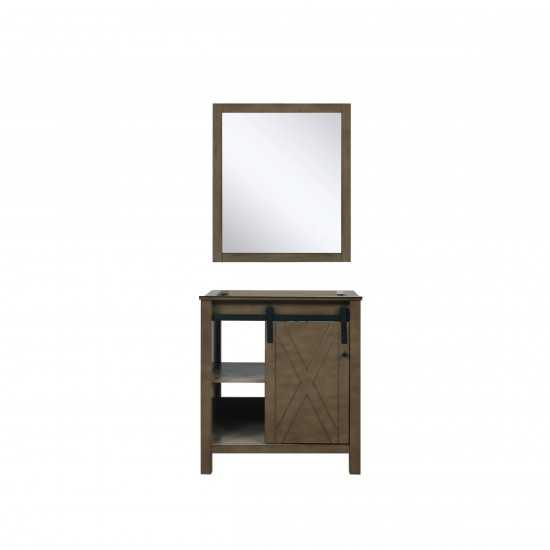 Marsyas 30" Rustic Brown Single Vanity, no Top and 28" Mirror