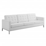 Loft Tufted Upholstered Faux Leather Sofa and Armchair Set