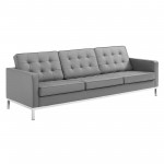 Loft Tufted Upholstered Faux Leather Sofa and Loveseat Set