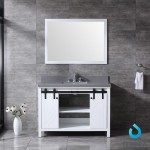 Marsyas 48" White Single Vanity, Grey Quartz Top, White Square Sink and 44" Mirror