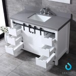 Marsyas 48" White Single Vanity, Grey Quartz Top, White Square Sink and 44" Mirror