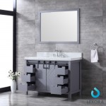 Marsyas 48" Dark Grey Single Vanity, White Carrara Marble Top, White Square Sink and 44" Mirror