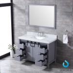 Marsyas 48" Dark Grey Single Vanity, White Carrara Marble Top, White Square Sink and 44" Mirror