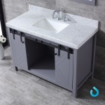 Marsyas 48" Dark Grey Single Vanity, White Carrara Marble Top, White Square Sink and 44" Mirror