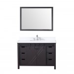 Marsyas 48" Brown Single Vanity, White Quartz Top, White Square Sink and 44" Mirror