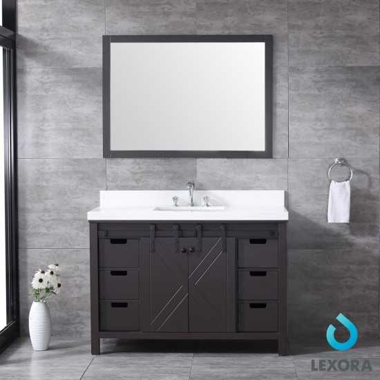 Marsyas 48" Brown Single Vanity, White Quartz Top, White Square Sink and 44" Mirror