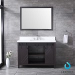 Marsyas 48" Brown Single Vanity, White Quartz Top, White Square Sink and 44" Mirror