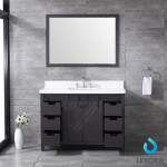 Marsyas 48" Brown Single Vanity, White Quartz Top, White Square Sink and 44" Mirror