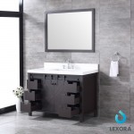 Marsyas 48" Brown Single Vanity, White Quartz Top, White Square Sink and 44" Mirror