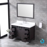 Marsyas 48" Brown Single Vanity, White Quartz Top, White Square Sink and 44" Mirror
