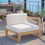 Upland Outdoor Patio Teak Wood Right-Arm Chair