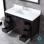 Marsyas 48" Brown Single Vanity, White Quartz Top, White Square Sink and 44" Mirror