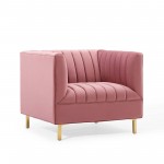 Shift Channel Tufted Performance Velvet Armchair