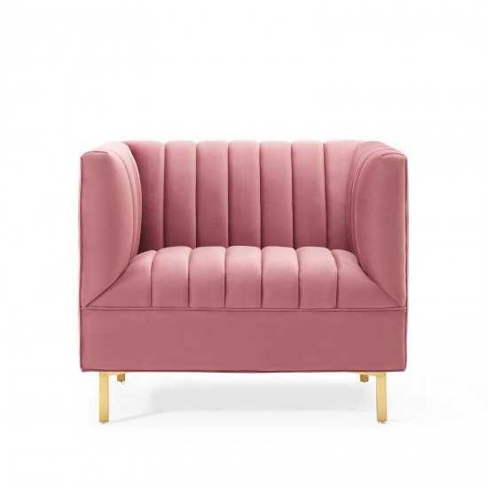 Shift Channel Tufted Performance Velvet Armchair