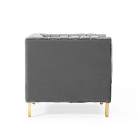 Shift Channel Tufted Performance Velvet Armchair