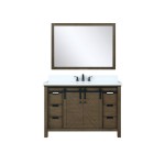 Marsyas 48" Rustic Brown Single Vanity, White Quartz Top, White Square Sink and 44" Mirror