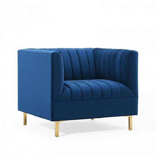 Shift Channel Tufted Performance Velvet Armchair