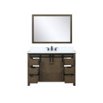 Marsyas 48" Rustic Brown Single Vanity, White Quartz Top, White Square Sink and 44" Mirror