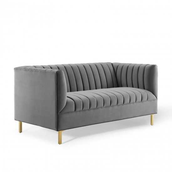 Shift Channel Tufted Performance Velvet Loveseat