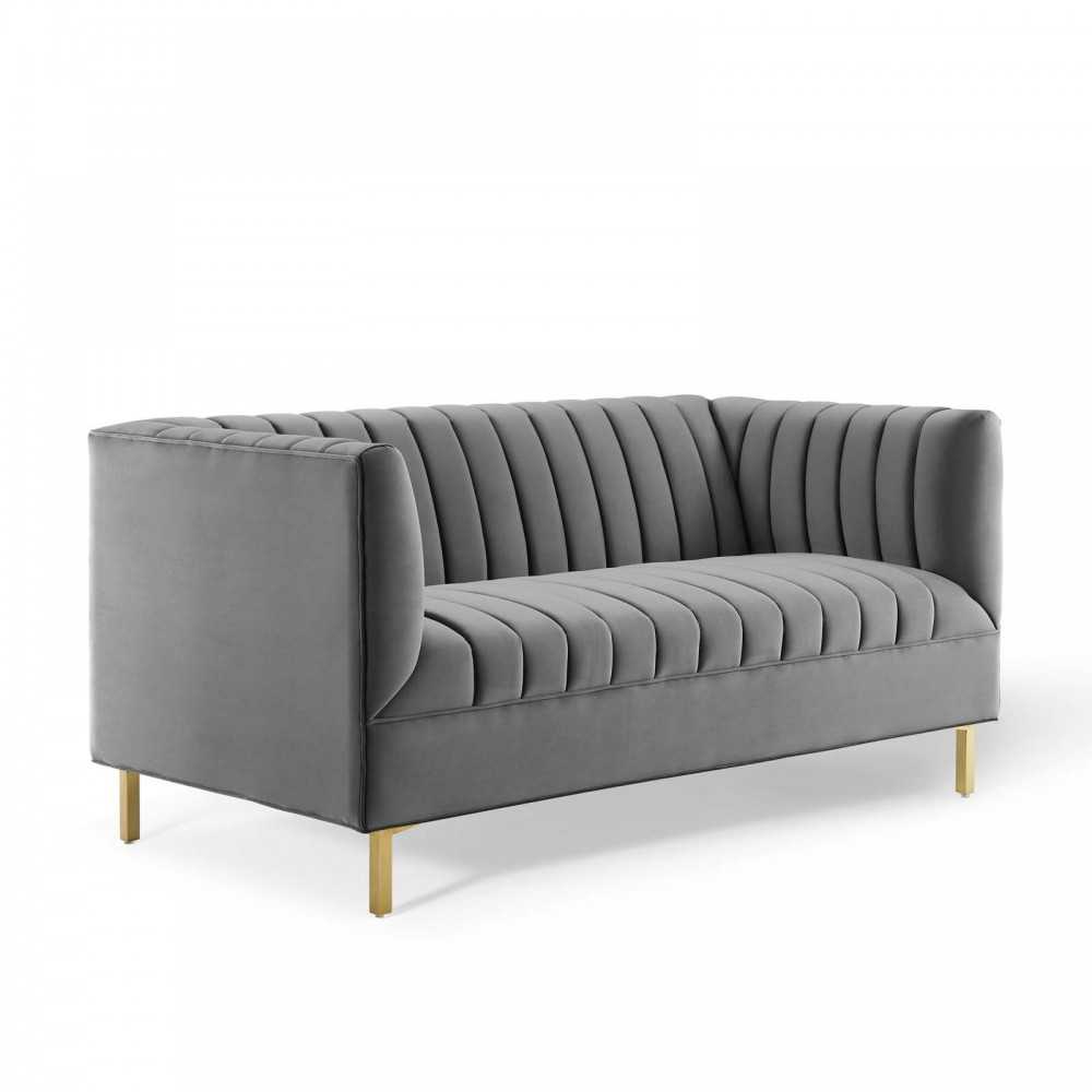 Shift Channel Tufted Performance Velvet Loveseat