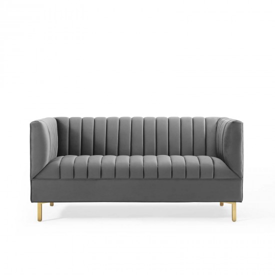 Shift Channel Tufted Performance Velvet Loveseat