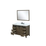 Marsyas 48" Rustic Brown Single Vanity, White Quartz Top, White Square Sink and 44" Mirror