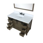 Marsyas 48" Rustic Brown Single Vanity, White Quartz Top, White Square Sink and 44" Mirror