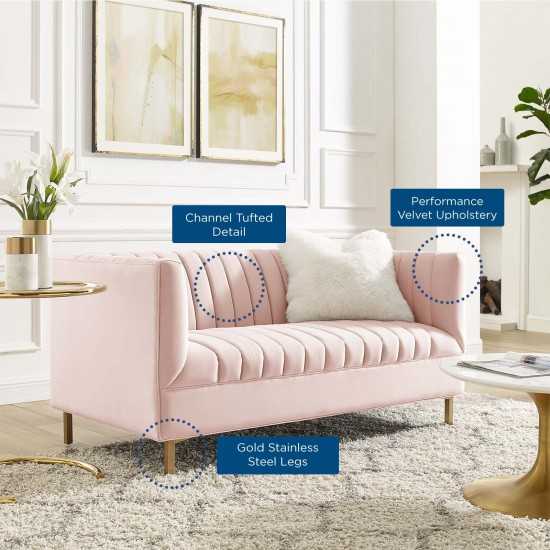 Shift Channel Tufted Performance Velvet Loveseat