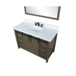 Marsyas 48" Rustic Brown Single Vanity, White Quartz Top, White Square Sink and 44" Mirror