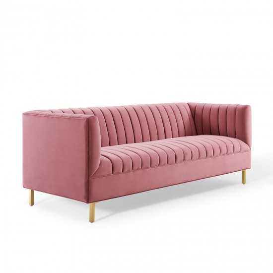 Shift Channel Tufted Performance Velvet Sofa