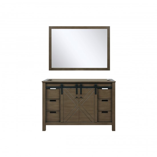 Marsyas 48" Rustic Brown Single Vanity, no Top and 44" Mirror