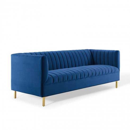 Shift Channel Tufted Performance Velvet Sofa