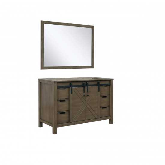 Marsyas 48" Rustic Brown Single Vanity, no Top and 44" Mirror