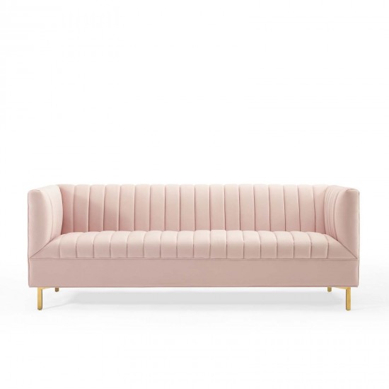 Shift Channel Tufted Performance Velvet Sofa