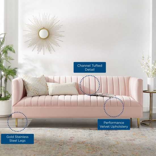 Shift Channel Tufted Performance Velvet Sofa