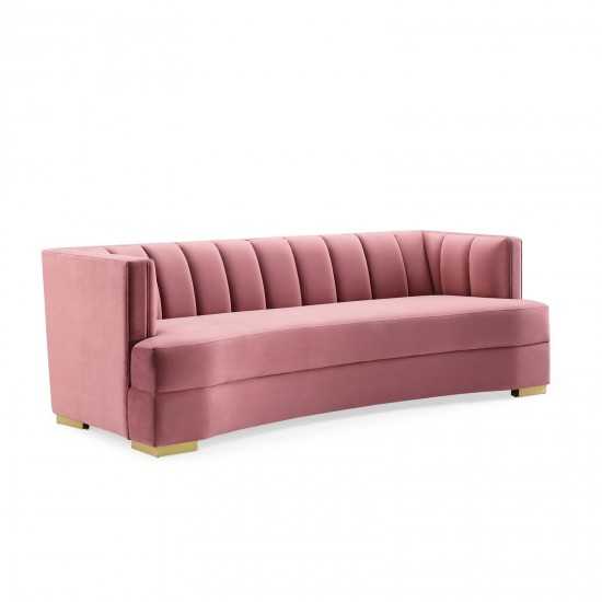 Encompass Channel Tufted Performance Velvet Curved Sofa