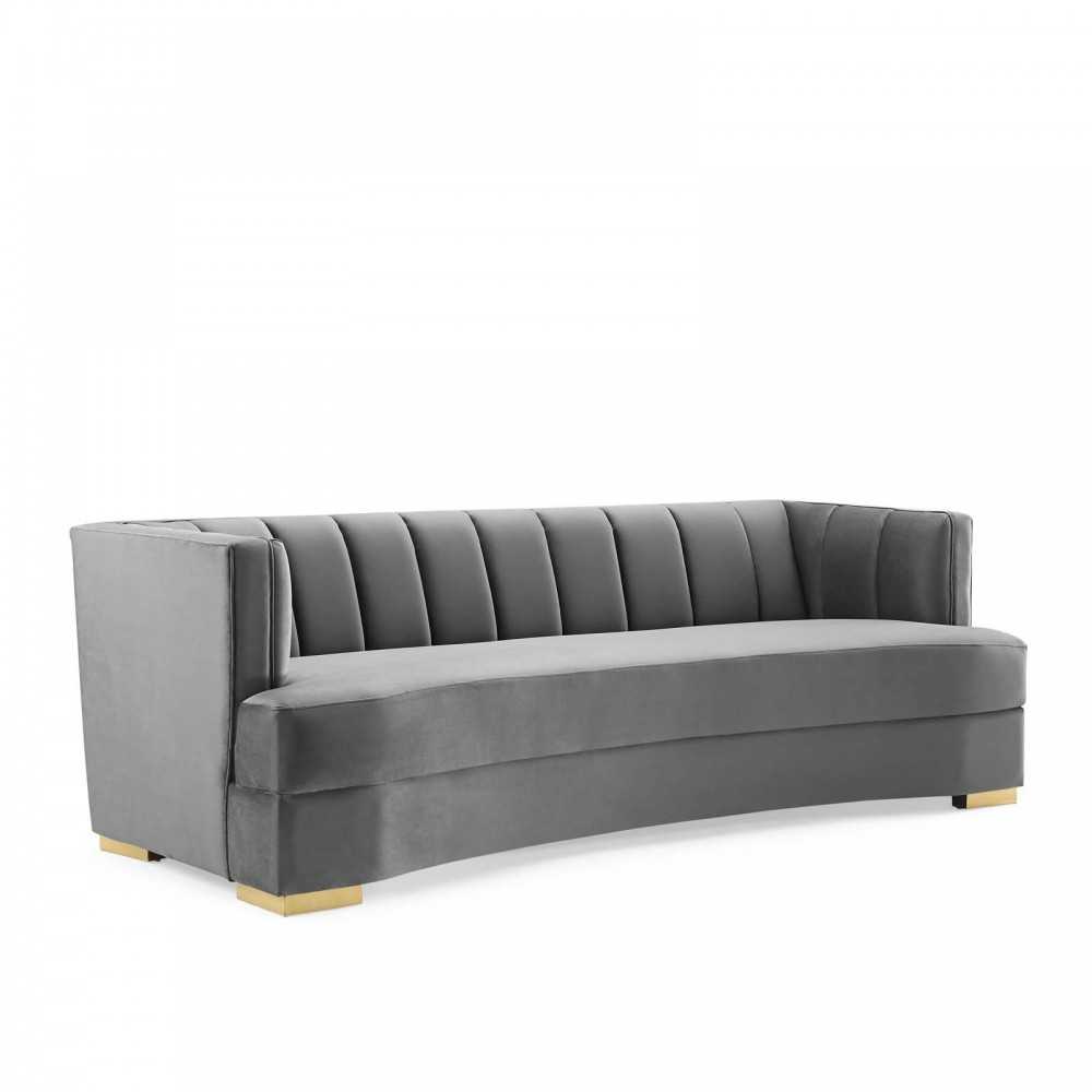 Encompass Channel Tufted Performance Velvet Curved Sofa Encompass Channel Tufted Performance Velvet Curved Sofa