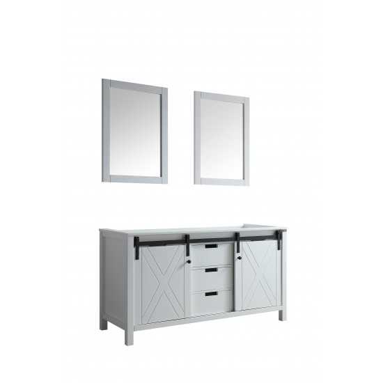 Marsyas 60" White Double Vanity, no Top and 24" Mirrors