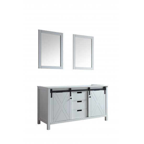 Marsyas 60" White Double Vanity, no Top and 24" Mirrors