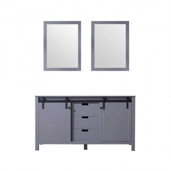 Marsyas 60" Dark Grey Double Vanity, no Top and 24" Mirrors