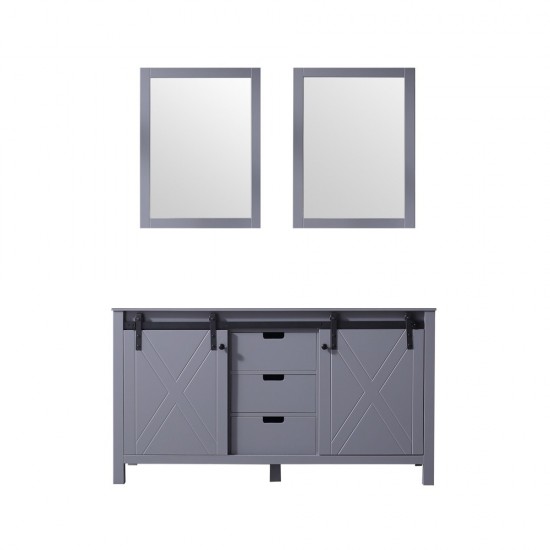 Marsyas 60" Dark Grey Double Vanity, no Top and 24" Mirrors