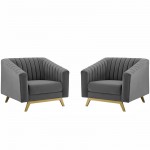 Valiant Vertical Channel Tufted Upholstered Performance Velvet Armchair Set of 2