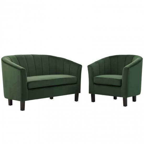 Prospect Channel Tufted Performance Velvet Loveseat and Armchair Set