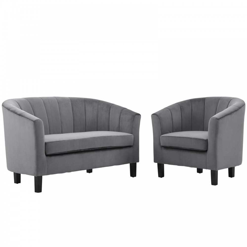 Prospect Channel Tufted Performance Velvet Loveseat and Armchair Set