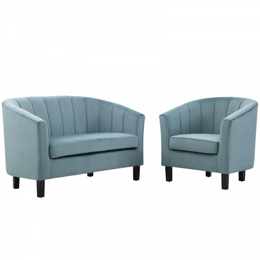 Prospect Channel Tufted Performance Velvet Loveseat and Armchair Set