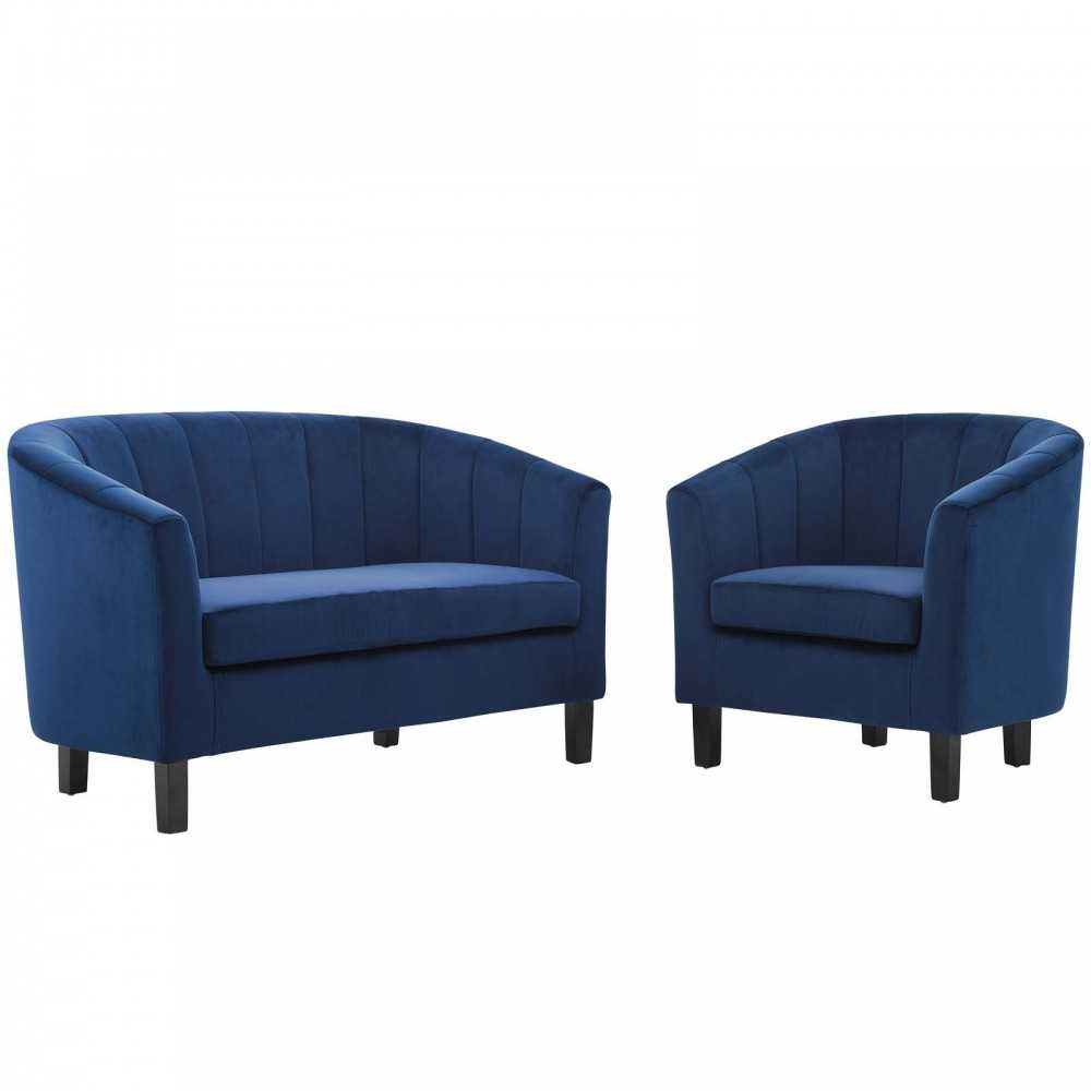 Prospect Channel Tufted Performance Velvet Loveseat and Armchair Set