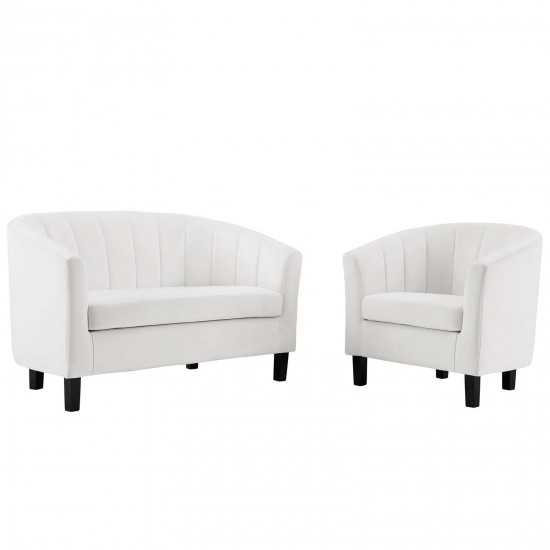 Prospect Channel Tufted Performance Velvet Loveseat and Armchair Set