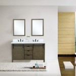 Marsyas 60" Rustic Brown Double Vanity, White Quartz Top, White Square Sinks and 24" Mirrors